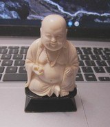 Antique Carved Ivory Buddha 4 inches with standOldand Nicely done - 4 of 4