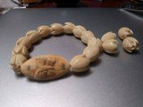 Carved Ivory bead necklace, Lotus Blossoms & more with a bracelet and extra beads Hidden clasp. - 3 of 5