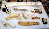 Collection of Inuit & North-coast
Walrus tusk & Ivory carvings including Full tusk with scrimshaw
some Signed . - 1 of 15