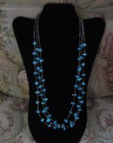 SouthwestersNative American 28 inch3 strand Turquoise& shellheishinecklace Silver horn clasp - 3 of 3