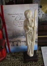 Finelycarved8 1/4 inch Ivory statue of Jesus with lamb, including 2 by 1 1/2 inch base. 1920's - 1 of 3