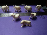 Collection of nicely carved African Elephants, Water Buffalo, Lion.7 eachpiece nice weight - 2 of 3