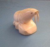 Alaskan InuitWalrus Tusk carving of a sitting Walrus with Tusks on Ice block - 2 of 4