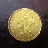 Pair $1 Gold coins Gold Rush & Civil War Au / Unc details from 100 yr. collection Type 1 & Princess - 2 of 5