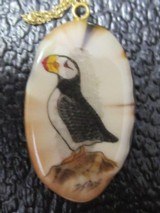 arctic puffin walrus ivory pendant signed d. simson 14kt24 inchlink necklace