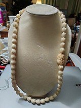 Lotus Flower carvedBead Necklace with Mask and hidden clasp, also bracelet with flower . - 3 of 3