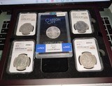 A collection of NGC
graded
Morgan Silver Dollars
& 1882-CC MS 64 GSA
Hoard with display tray - 5 of 5