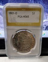 1876-S Silver Trade Dollar
Graded in Slab Ms 63 (Not cleaned, Not details grade) Plus Bonus - 4 of 5