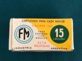 ARGENTINE MAUSER 7.65 x 53 FM ORIGINAL VINTAGE FULL AMMO AMMUNITION BOX 15 Rd w STRIPPER CLIPS - 8 of 11