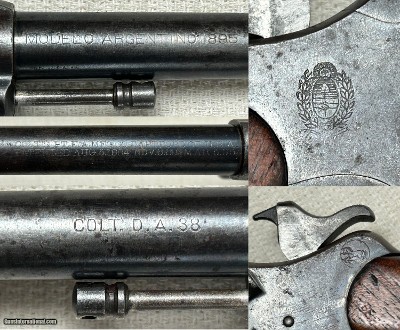 ORIGINAL COLT US MADE MOD ARGENTINO 1895 REVOLVER CREST ALL MATCHING w COLT LETTER & HOLSTER 5000 MADE!