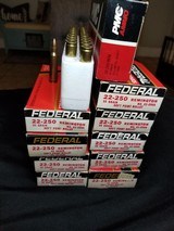 180 rds Federal 22-250 Remington Ammo 55 grain Soft Point,20 rds PMC, 200 total rounds - 2 of 5