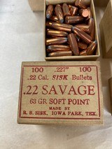 Vintage SISK 22 Savage Bullets 4 Full Boxes 63 Gr - 2 of 3