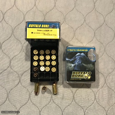 BUFFALO BORE 9mm Luger +P Pistol and Handgun Ammo