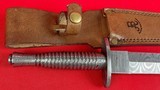 Unique Fairbairn-Sykes Style Damascus fighting knife w/ leather sheath - 5 of 5