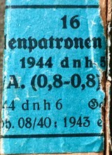 WWII WW2 German 9mm Ammunition - Ordnance Code "doh" - 1944 dated - 4 of 13