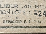 WWII WW2 US M1911 .45 ACP Ammunition - Box of 50 - July 1944 - 2 of 7