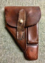 WWII WW2 Walther PPK D.R.G.M. Akah Brown Leather Holster – Exceptional Condition - 1 of 15