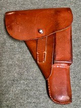 WWII WW2 German Browning Hi-Power Holster - Tan - Marked "hlv 43" - Rare Maker - 1 of 10