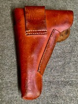 WWII WW2 German Browning Hi-Power Holster - Tan - Marked "hlv 43" - Rare Maker - 2 of 10