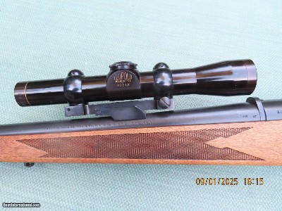 Leupold M8-2X LER scope with Buehler scout mount for Remington 600 Mohawk rifle