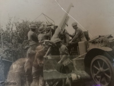 Coast artillery regimental commanders (office framed & repaired ) unit in action@ 1924 rare wood glass