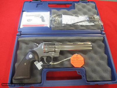Colt Python, 357 Mag., Stainless, 6" Barrel, Box etc , AS NEW