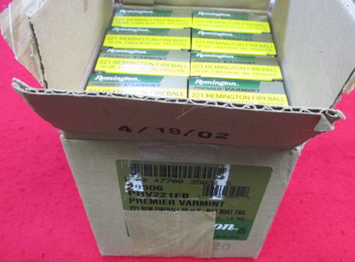 221 Remington Fireball, Premier Varmint, 50 gr V-Max Boat Tail, Full Case - Image 1 of 10