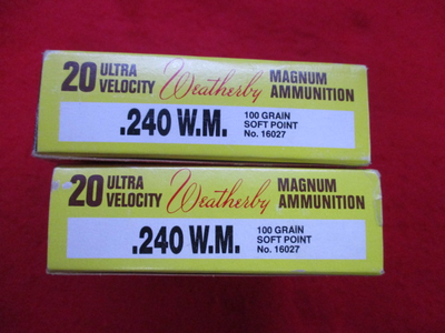 Weatherby 240 W.M., Ultra - Velocity Ammunition, Two Boxes - Image 3 of 7