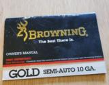 BROWNING GOLD SEMI-AUTO 10 GA. BOOKLET - 1 of 2