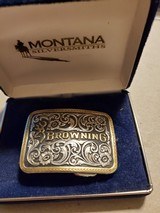 VINTAGE BROWNING BELT BUCKLE SILVER WITH GOLD PLATING - 5 of 6