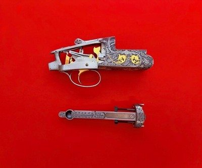 PERAZZI MX8 SCO GOLD RECEIVER, TRIGGER & FOREND IRON - PREOWNED - Image 2 of 8