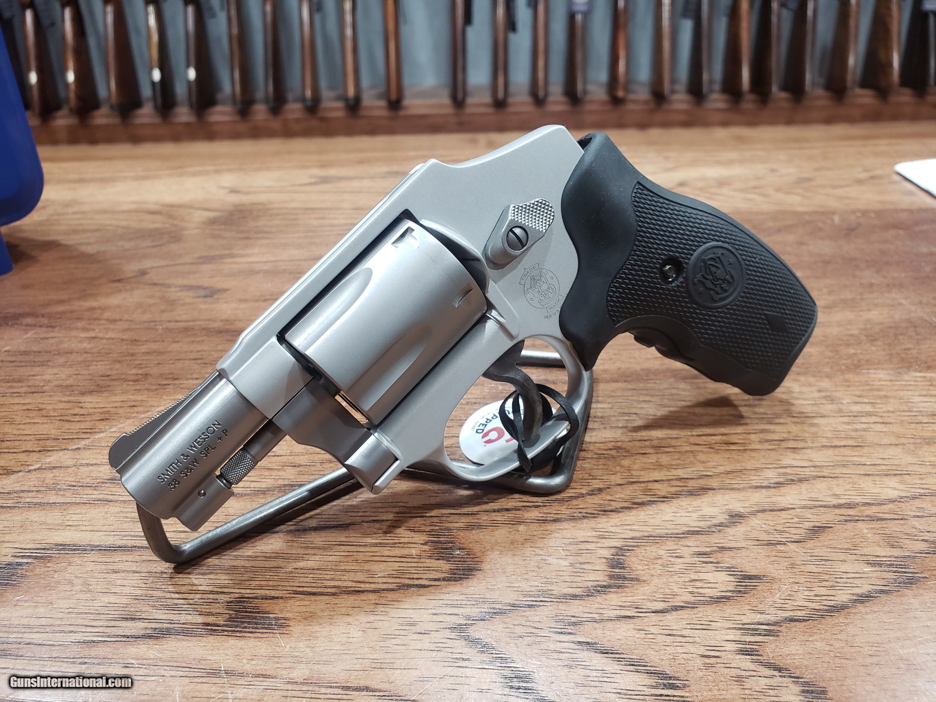 Smith & Wesson Model 642 Airweight Revolver, .38 Special, 1.88, Silver, Crimson Trace Lasergrip