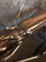 SH Harrington sxs 12 gauge Belgium Damascus double hammer - 2 of 14