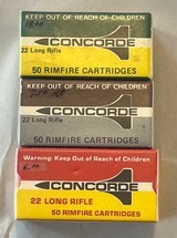 3 vintage boxes concord 22 long rifle rimfire