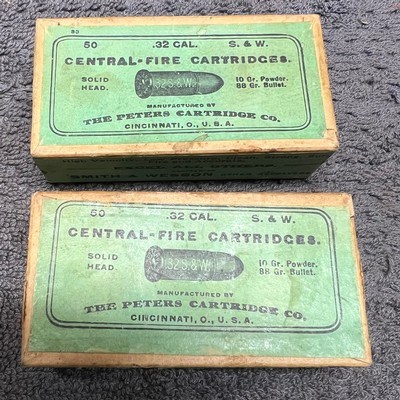 2 vintage full boxes Peters 32 S&W one sealed - Image 1 of 7