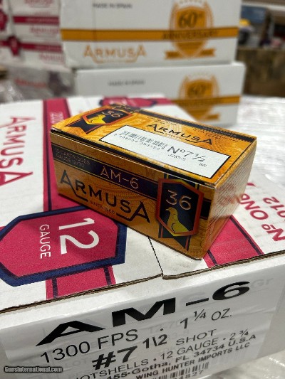 12 GA. ARMUSA AM-6 PICHON (PIGEON) 1 1/4 OZ. #7.5 OR #8 COMPETITION SHOTSHELLS (.79 CENTS X ROUND)