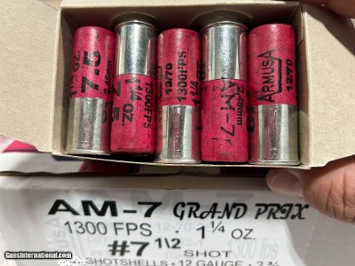 12 GA. ARMUSA AM-7 GRAND PRIX (PAPER HULL) 1 1/4 OZ. #7.5 OR #8 COMPETITION SHOTSHELLS (.89 CENTS X ROUND)