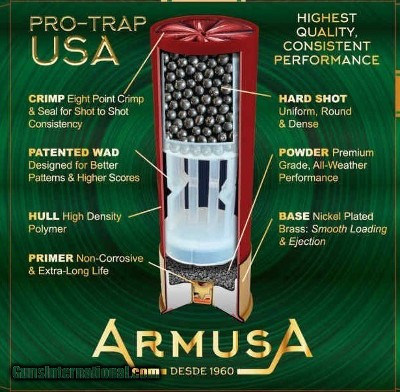 12 GA. ARMUSA PRO TRAP USA 1 1/8 OZ. #7.5 TARGET SHOTSHELLS (.42 CENTS X ROUND)