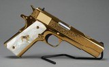 Colt 1911 El Ranchero .38 Super – 24K Gold, Pearl Grips, NIB - 1 of 7