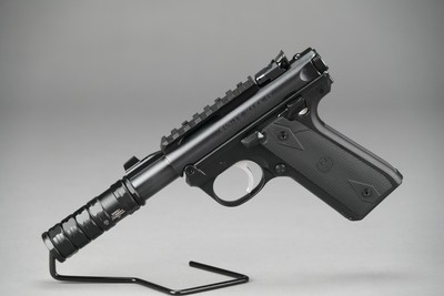 RUGER MARK IV 22/45 PYGMY SHARK WITH SUPPRESSOR, 22LR, 3.1