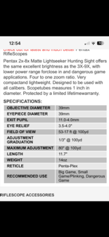 Pentax Lightseeker 2-8X Rifle Scope - 8 of 8