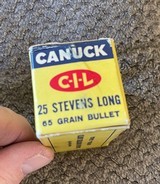 1 Vintage box of 50 rounds CANUCK 25 Rimfire .25 Stevens Long discontinued - 3 of 5