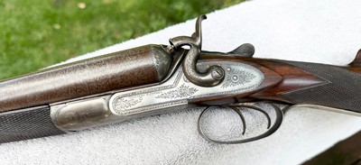 Williams & Powell SxS 12ga Damascus Hammer Shotgun - Image 8 of 15