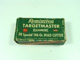 REMINGTON TARGETMASTER KLEENBORE 38 SPECIAL 146 GRAIN WAD CUTTER - 1 of 3
