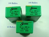 SIERRA MATCH KING (THE BEST) .308 WINCHESTER 168g HOLLOW POINT BOAT TAIL w/CANNELURE. 3- 100 ROUND SEALED BOXES. - 1 of 1