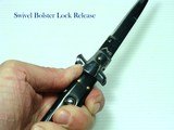 SUPERB QUALITY SWITCHBLADE BY AKC ITALY ETCHED ON THE BLADE RICASSO (AUTOMATIC KNIFE CO.) FACTORY NEW IN THE BOX W/POUCH. - 9 of 10