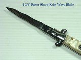 SUPERB QUALITY SWITCHBLADE BY AKC ITALY ETCHED ON THE BLADE RICASSO (AUTOMATIC KNIFE CO.) FACTORY NEW IN THE BOX W/POUCH. - 3 of 11