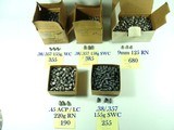 LARGE QUANTITIES OF HANDGUN LEAD BULLETS. 45 CAL ACP & LONG COLT 220g ROUND NOSE. 9MM ROUND NOSE. .38 /.357 WC, SEMI-WC - 1 of 1