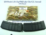250 ROUNDS OF 5.56 (223 REM) 55 GRAIN FMJ FROM THE LAKE CITY GOVT. AMMUN. PLANT. HEAD STAMPED "92 LC". 1992 IN SEALED BAG. ++ 2 FREE - 1 of 1
