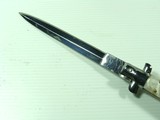 13" SWITCHBLADE WITH RAZOR SHARP DAGGER STILETTO BLADE, IMITATION PEARL HANDLES, AND BRASS LINERS - 4 of 6